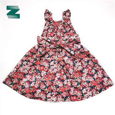 Vestido Infantil Con Gran Lazo En La Espalda En Tejido Estampado Floral