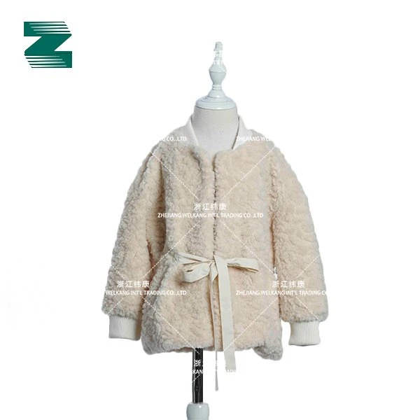 Sherpa Con Estampado Nublado Con Cinturilla Con Canalé Cuello Y Puños Para Niños